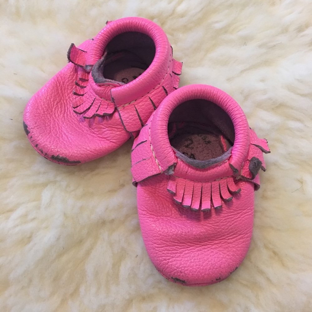 Neon Pink Freshly Picked Moccasins Lilly Size 2